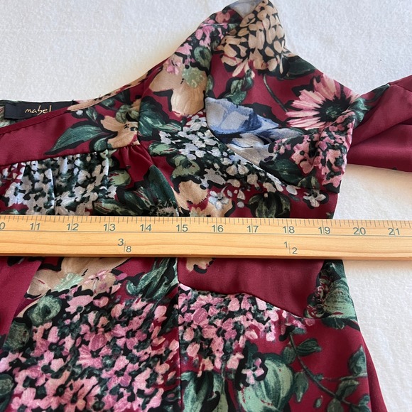 Mabel Floral Fairy‎ Blouse L Burgundy Romantic Top Boho Peasant Cottagecore Chic - Picture 6 of 7